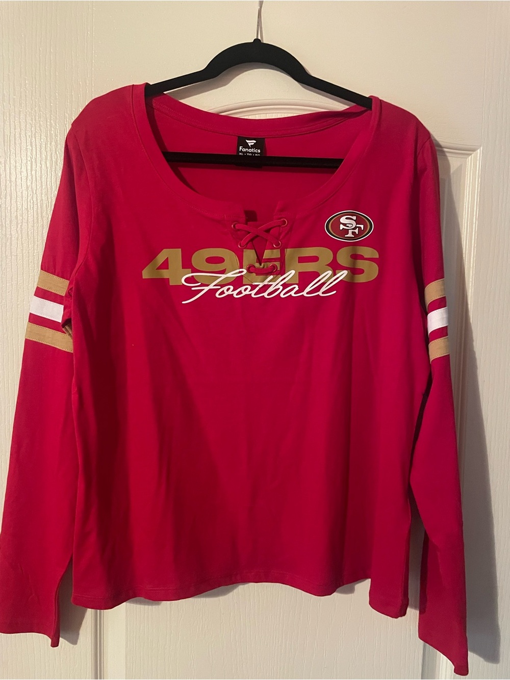 Fanatics Women’s San Francisco 49ers Red Lace-Up Football Top